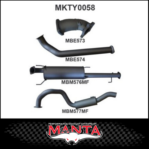 MANTA 3" TURBO BACK EXHAUST SYSTEM FITS TOYOTA PRADO KZJ120R 3.0L TD 2003-2006 - NO CAT/MUFFLER (MKTY0058)