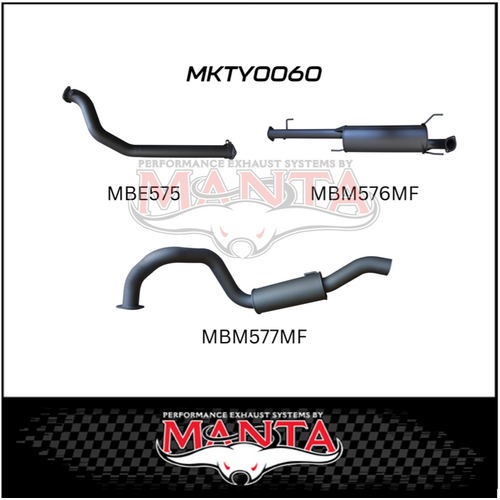 MANTA 3" TURBO BACK EXHAUST SYSTEM FITS TOYOTA PRADO KDJ120R KDJ150R 3.0L 4CYL 9/2007-9/2015 - NO CAT/MUFFLER (MKTY0060)