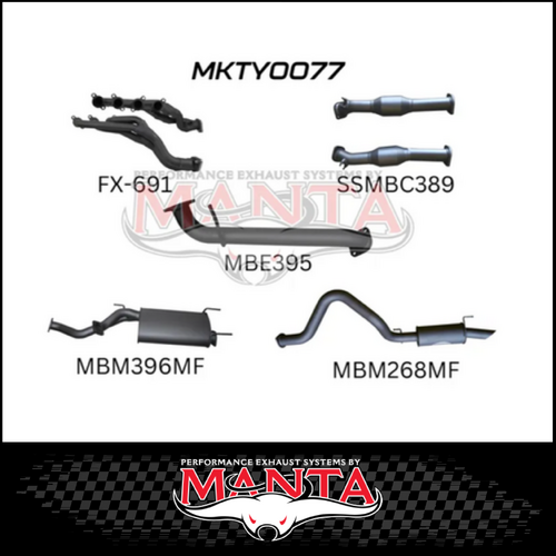 MANTA EXTRACTORS, CATS & 3" CAT BACK EXHAUST SYSTEM WITH CENTRE & REAR MUFFLER FITS TOYOTA LANDCRUISER UZJ100R 1998-2007 (MKTY0077)