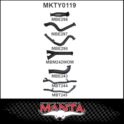 MANTA TWIN 3" TURBO BACK EXHAUST SYSTEM FITS TOYOTA LANDCRUISER VDJ79R 4.5L V8 SINGLE CAB 2007-2016 - NO CAT/PIPE ONLY (MKTY0119)