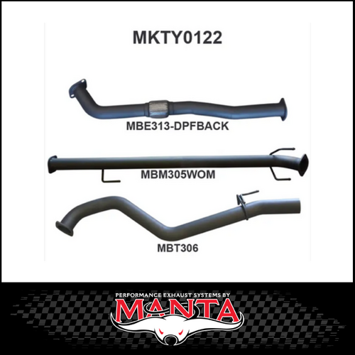 MANTA 3" DPF BACK EXHAUST SYSTEM  FITS TOYOTA HILUX GUN126R 2.8L N80 2015-ON - PIPE ONLY (MKTY0122)