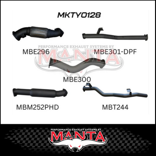 MANTA 3" TURBO BACK EXHAUST SYSTEM (DPF DELETE) FITS TOYOTA LANDCRUISER VDJ79R 4.5L V8 2016-2025 - NO CAT/HOTDOG (MKTY0128)