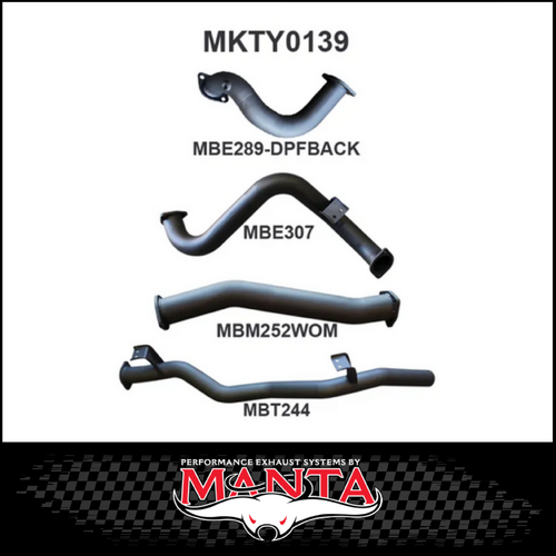 MANTA 3" DPF BACK EXHAUST SYSTEM FITS TOYOTA LANDCRUISER VDJ78R 4.5L V8 TROOP CARRIER 2016-2025 - PIPE ONLY (MKTY0139)