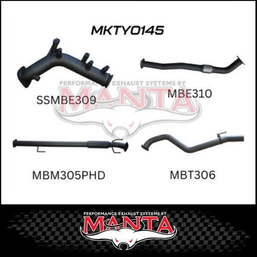 MANTA 3" TURBO BACK EXHAUST SYSTEM FITS TOYOTA HILUX GUN126R 2.8L N80 2015-ON - NO CAT/HOTDOG (MKTY0145)