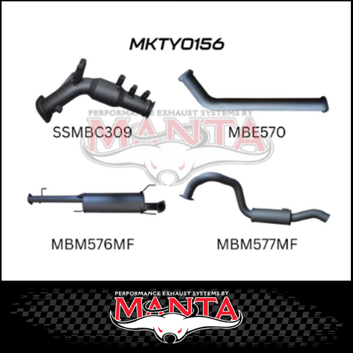 MANTA 3" TURBO BACK EXHAUST (CAT/MUFFLER) FITS TOYOTA PRADO GDJ150R 2.8L 6/2015-ON (MKTY0156)