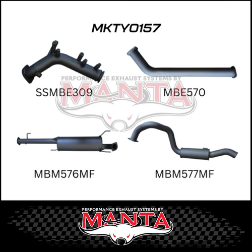 MANTA 3" TURBO BACK EXHAUST (NO CAT/MUFFLER) FITS TOYOTA PRADO GDJ150R 2.8L 6/2015-ON (MKTY0157)