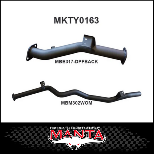 MANTA 3" DPF BACK EXHAUST SYSTEM FITS TOYOTA LANDCRUISER VDJ76R 4.5L V8 WAGON 2016-2025 - PIPE ONLY (MKTY0163)