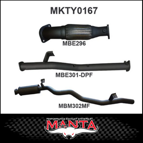 MANTA 3" TURBO BACK EXHAUST SYSTEM FITS TOYOTA LANDCRUISER VDJ76R 4.5L V8 WAGON 2016-2025 - NO CAT/MUFFLER (MKTY0167)