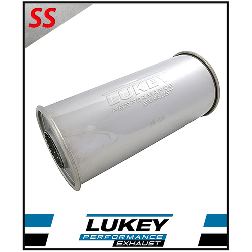 5" ROUND X 12" LONG 3" C/C MEGAFLOW LUKEY STAINLESS STEEL UNIVERSAL MUFFLER (N818MN-430L)