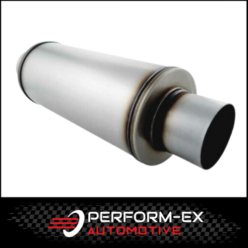 PERFORM-EX 6" ROUND X 14" LONG 4" 409 STAINLESS MEGA FLOW UNIVERSAL MUFFLER (O1026GP-409R)