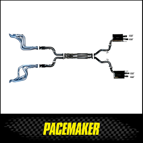 PACEMAKER HEADERS, CATS & 3" CAT BACK EXHAUST WITH QUAD TIPS FITS FORD MUSTANG FN 6TH GEN 5.0L V8 COYOTE 2018-2023 (PP4178-56)