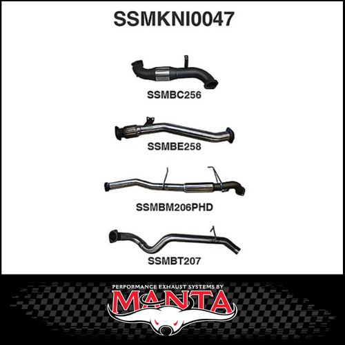 MANTA 3" STAINLESS STEEL TURBO BACK EXHAUST WITH CAT/HOTDOG FITS NISSAN PATROL Y61 GU 3.0L TD WAGON 2007-2016 (SSMKNI0047)