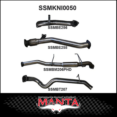 MANTA 3" STAINLESS STEEL TURBO BACK EXHAUST WITH NO CAT/HOTDOG FITS NISSAN PATROL  Y61 GU 3.0L TD WAGON 2007-2016 (SSMKNI0050)