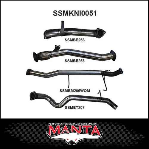 MANTA 3" STAINLESS STEEL TURBO BACK EXHAUST WITH NO CAT/PIPE ONLYFITS NISSAN PATROL Y61 GU 3.0L TD WAGON 2007-2016 (SSMKNI0051)