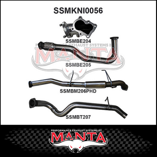 MANTA 3" TURBO BACK EXHAUST SYSTEM WITH CENTRE HOTDOG FITS NISSAN PATROL GU Y61 4.2L TD WAGON 5/1998-3/2007 (SSMKNI0056)