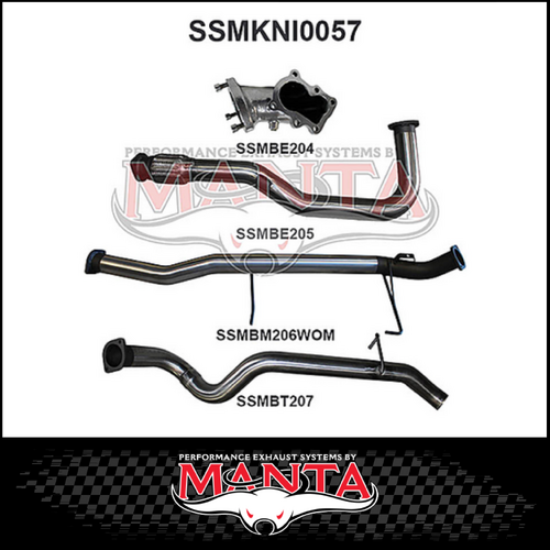 MANTA 3" TURBO BACK EXHAUST SYSTEM WITH PIPE ONLY FITS NISSAN PATROL GU Y61 4.2L TD WAGON 5/1998-3/2007 (SSMKNI0057)