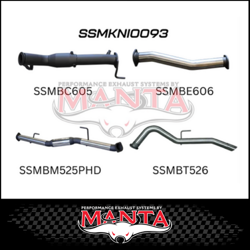 MANTA 3" TURBO BACK EXHAUST WITH CAT/HOTDOG FITS NISSAN NAVARA D23 NP300 2.3L TD 4CYL 2015-ON (SSMKNI0093)