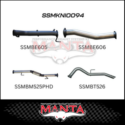MANTA 3" TURBO BACK EXHAUST WITH NO CAT/HOTDOG FITS NISSAN NAVARA D23 NP300 2.3L TD 4CYL 2015-ON (SSMKNI0094)