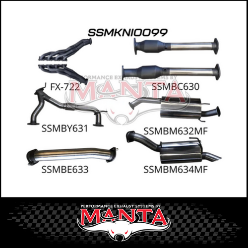 MANTA 3" STAINLESS STEEL COMPLETE ENGINE BACK EXHAUST SYSTEM FITS NISSAN PATROL Y62 5.6L V8 2012-ON - LARGE MUFFLER (SSMKNI0099)