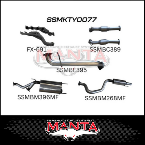 MANTA EXTRACTORS, CATS & 3" CAT BACK EXHAUST SYSTEM WITH CENTRE & REAR MUFFLER FITS TOYOTA LANDCRUISER UZJ100R 1998-2007 (SSMKTY0077)