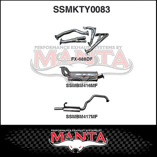 MANTA STAINLESS STEEL EXTRACTORS & 2.5"  EXHAUST SYSTEM FITS TOYOTA LANDCRUISER FZJ105R 4.5L 1FZ 1998-2002 (SSMKTY0083)