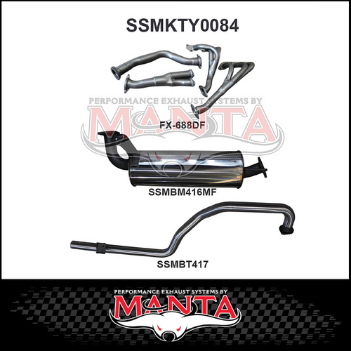 MANTA STAINLESS STEEL EXTRACTORS & 2.5"  EXHAUST SYSTEM FITS TOYOTA LANDCRUISER FZJ105R 4.5L 1FZ 1998-2002 (SSMKTY0084)