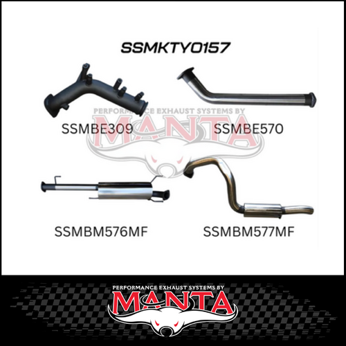MANTA STAINLESS STEEL 3" TURBO BACK EXHAUST (CAT/MUFFLER) FITS TOYOTA PRADO GDJ150R 2.8L 6/2015-ON (SSMKTY0156)