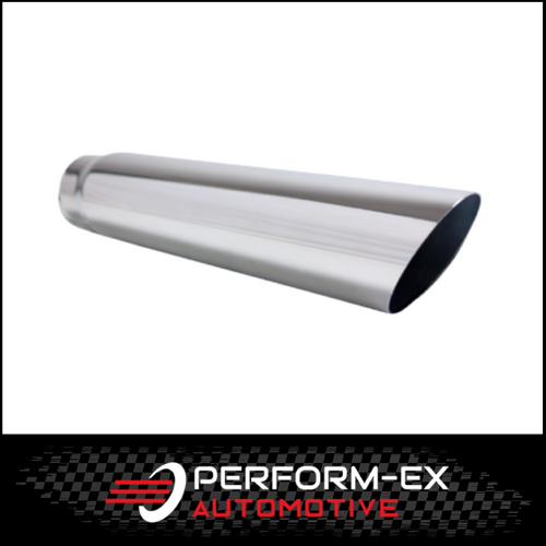 ANGLE CUT STAINLESS STEEL EXHAUST TIP - 2" INLET - 2.5" OUTLET (12" LONG)