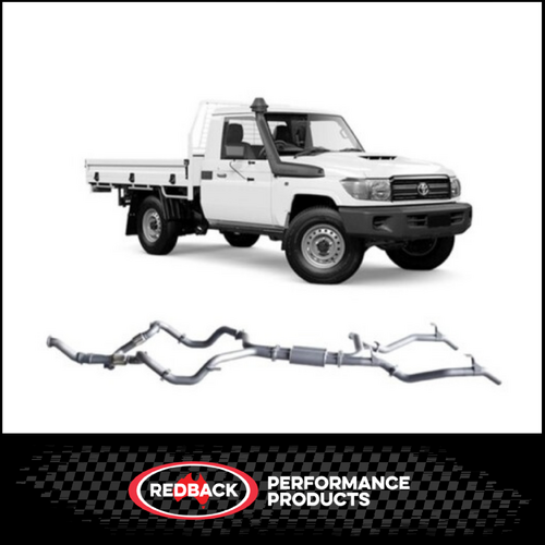REDBACK TWIN 3" 409 STAINLESS STEEL TURBO BACK EXHAUST SYSTEM FITS TOYOTA LANDCRUISER VDJ79R 2007-2016 SINGLE CAB - NO CAT/RESONATOR