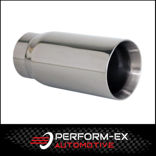 STRAIGHT CUT INNER CONE STAINLESS STEEL EXHAUST TIP - 2.5" INLET ID - 3" OUTLET (6.5" LONG)