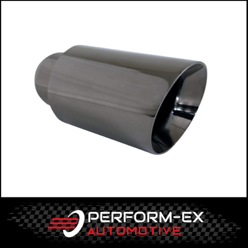 ANGLE CUT INNER CONE BLACK CHROME EXHAUST TIP - 2.5" INLET - 4" OUTLET (6.5" LONG)