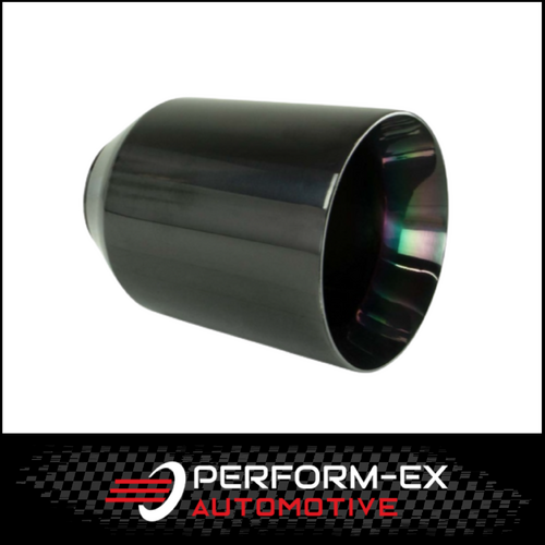 STRAIGHT CUT INNER CONE BLACK CHROME EXHAUST TIP - 3" INLET - 5" OUTLET (175MM LONG)
