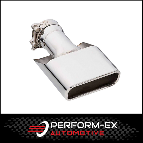 ANGLE CUT ROLLED IN STAINLESS STEEL EXHAUST TIP - 2" INLET - 130MM X 55MM OVAL OUTLET (9" LONG)