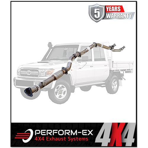 PERFORM-EX 3" STAINLESS STEEL TURBO BACK EXHAUST SYSTEM FITS TOYOTA LANDCRUISER VDJ79R DUAL CAB 2012-2016 - NO CAT/PIPE ONLY (TY214-POSS)