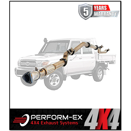PERFORM-EX 3.5" STAINLESS STEEL TURBO BACK EXHAUST SYSTEM FITS TOYOTA LANDCRUISER VDJ79R 4.5L V8 2016-2025 - NO CAT/PIPE ONLY (TY218-POSS)