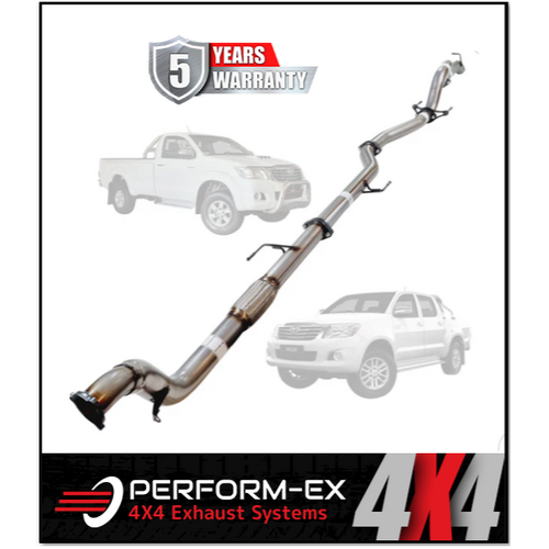PERFORM-EX 3" STAINLESS STEEL TURBO BACK EXHAUST SYSTEM FITS TOYOTA HILUX KUN26R 3.0L 4CYL 2005-2015 - NO CAT/PIPE ONLY (TY234-POSS)