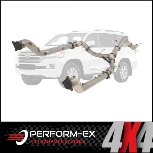 PERFORM-EX 3" TWIN INTO SINGLE 4" TURBO BACK EXHAUST SYSTEM (DPF DELETE) FITS TOYOTA LANDCRUISER VDJ200R 2015-2021 - NO CATS/PIPE ONLY (TY434-POSS)