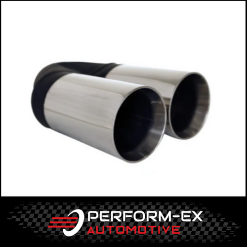 STRAIGHT CUT INNER CONE STAINLESS STEEL EXHAUST TIP - 2.25" INLET - TWIN 3" OUTLET (9" LONG)