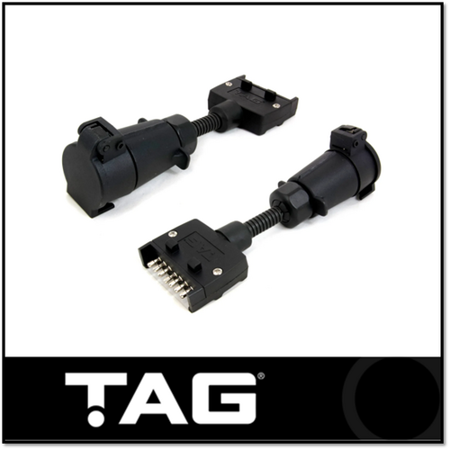 TAG PULSE TRAILER ADAPTER - 7 PIN FLAT PLUG TO 7 PIN LARGE ROUND SOCKET
