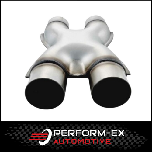 2.5" (63MM) - 409 STAINLESS STEEL EXHAUST X-PIPE (KISS CROSSOVER) PRESSED STYLE